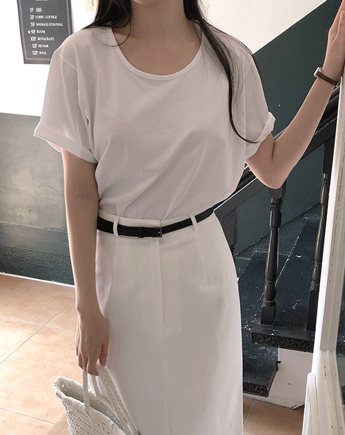 슬링 여리핏 유넥 반팔 티셔츠 패션쇼핑몰 뉴트럴무드 (neutralmood)